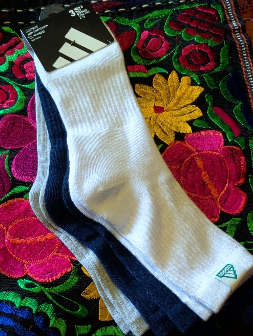 adidas Men's Crew Athletic Socks - White, Black, Gray - 3 Pack